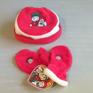 NWT Vintage Raggedy Ann Snowden Winter Hat &‎ Mittens Set size 4-6X
